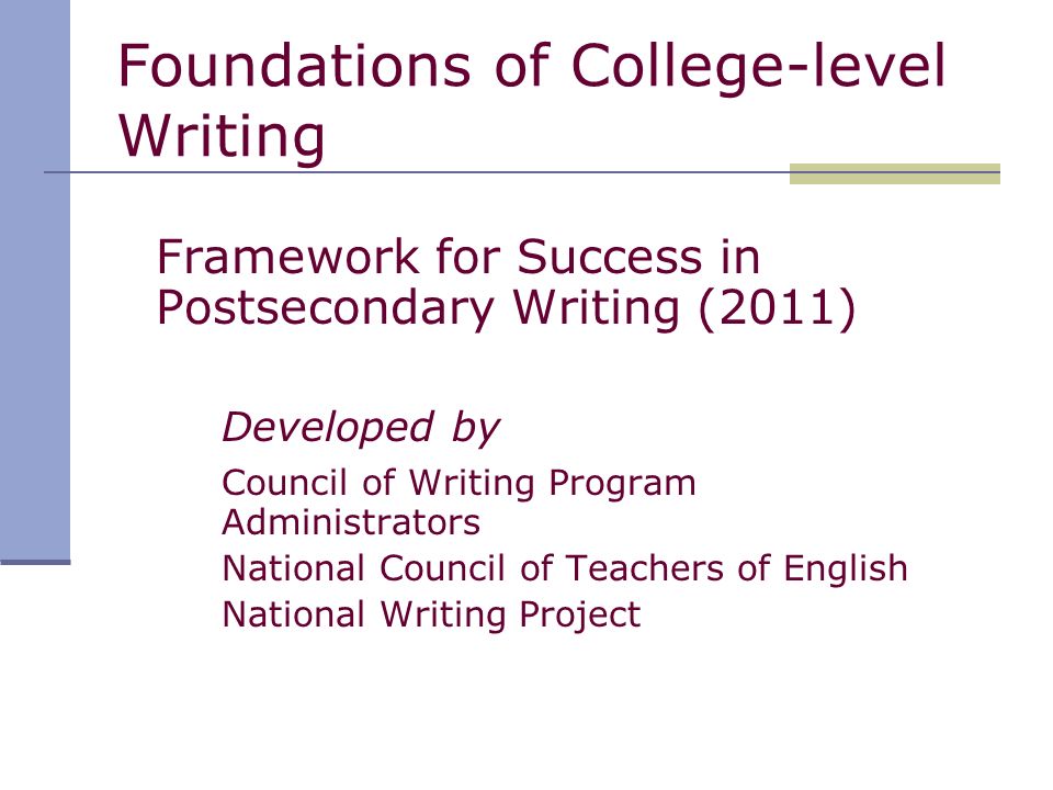 Foundations of Academic Writing II - Winter 2014